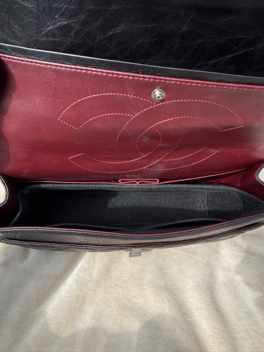 CHANEL Reissue 227 Maxi Double Flap Black Calfskin Silver HW 2008 Vintage 2.55 - Picture 9 of 14